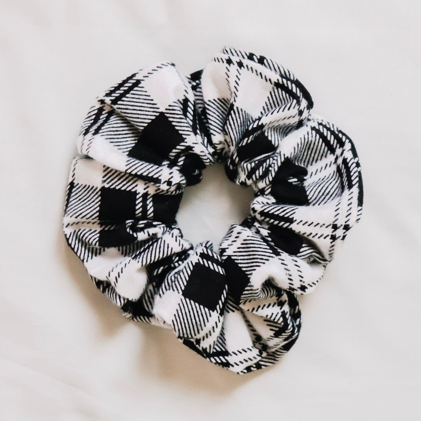 Black and White Plaid Scrunchie