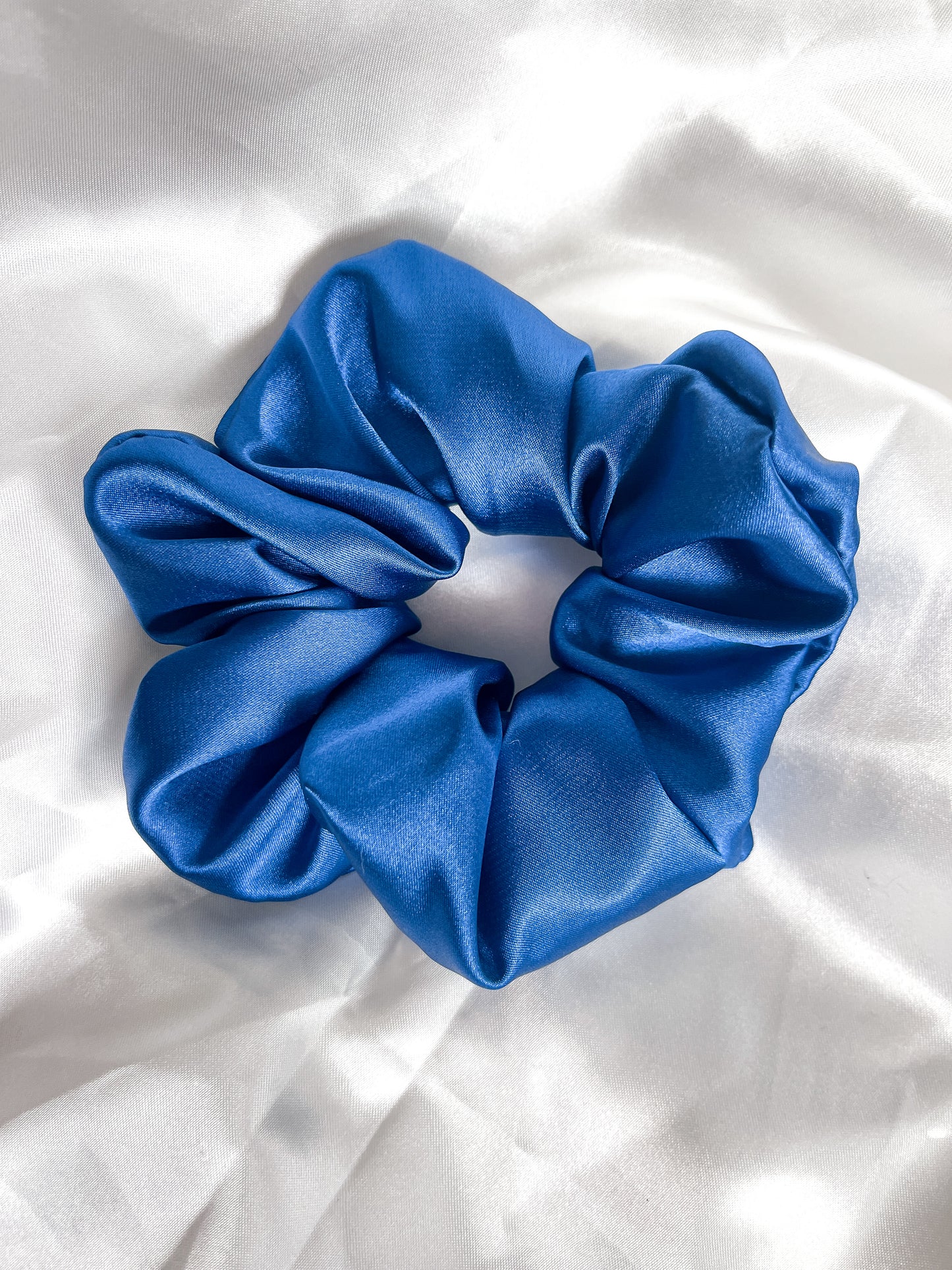 Sapphire Satin Scrunchie