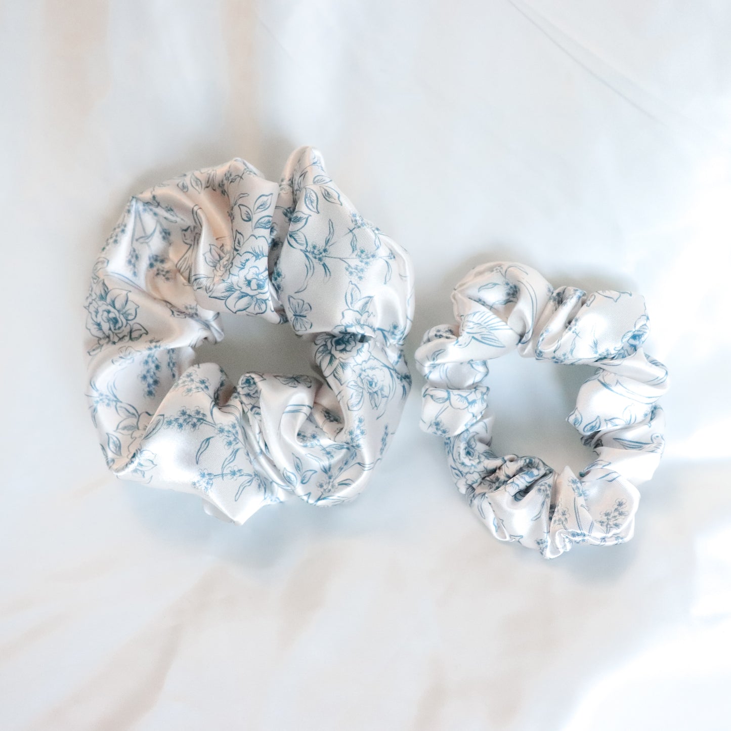 French Floral Satin Scrunchie