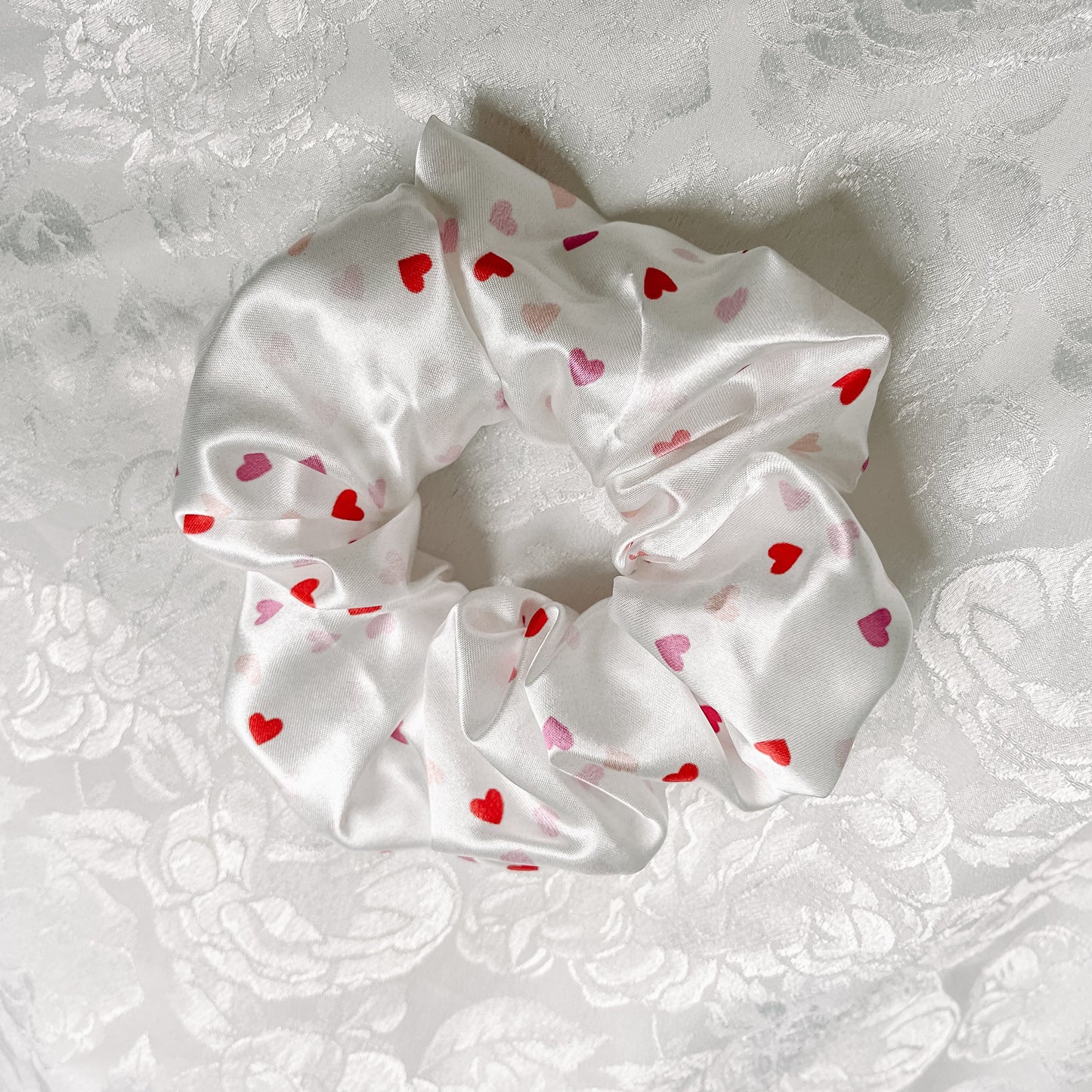 Heart Spinkle Satin Scrunchie