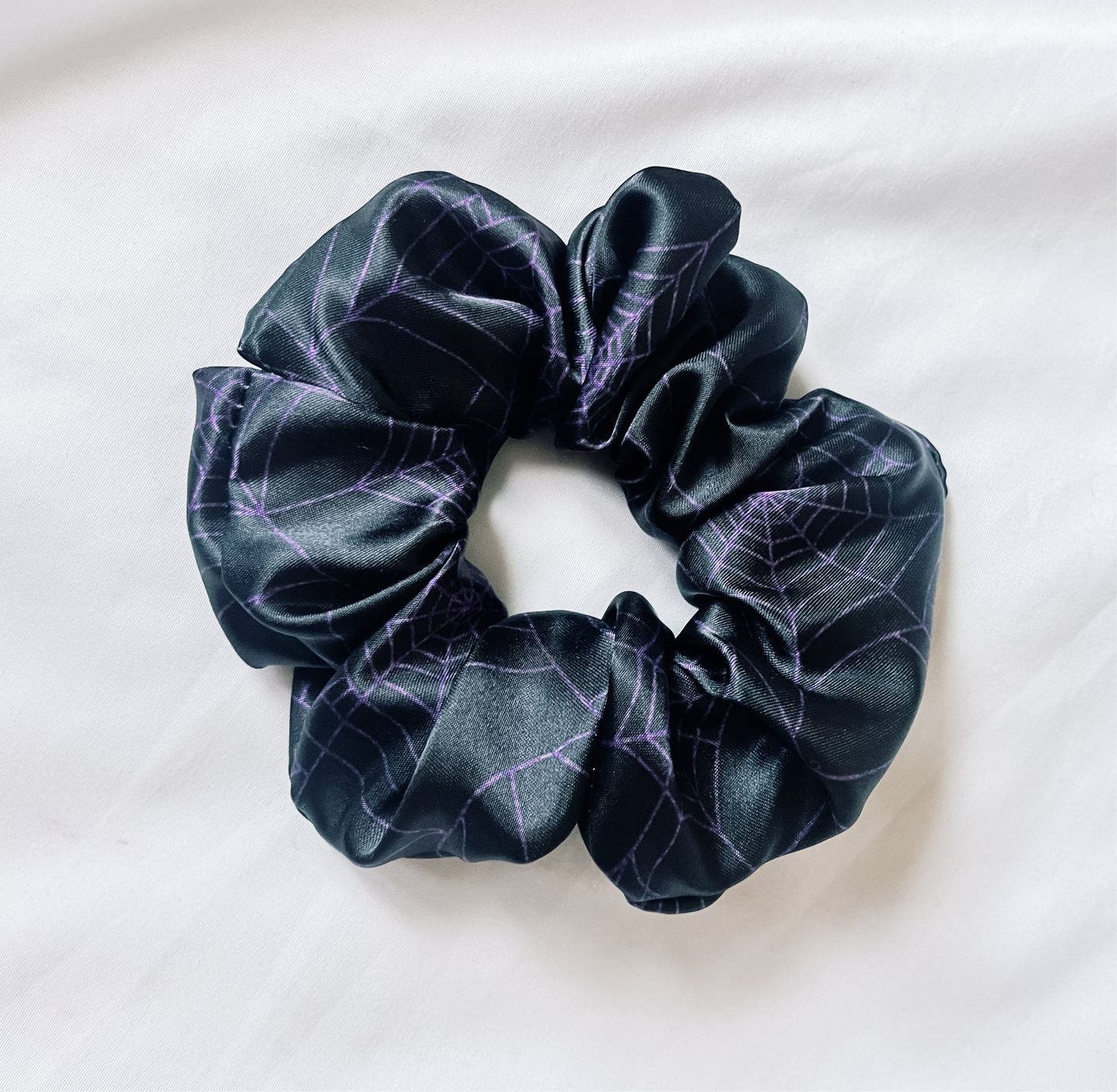 Purple Web Satin Scrunchie