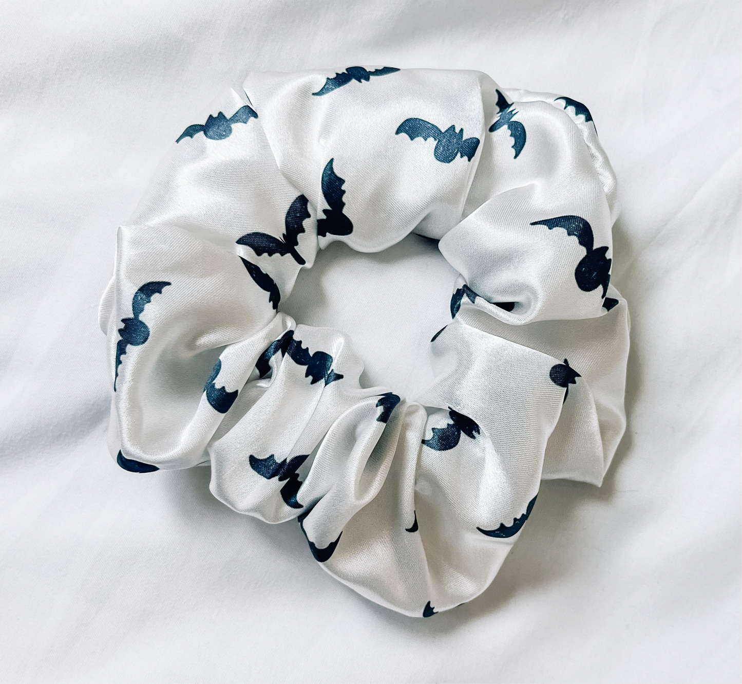 Ivory Bats Satin Scrunchie