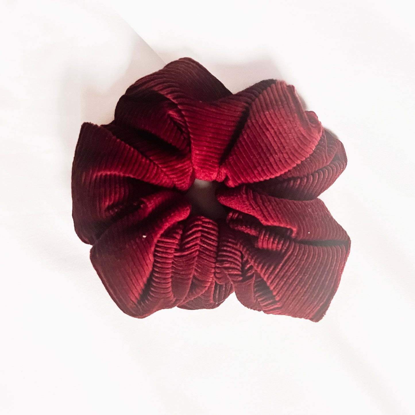 Burgundy Ribbed Velour Scrunchie