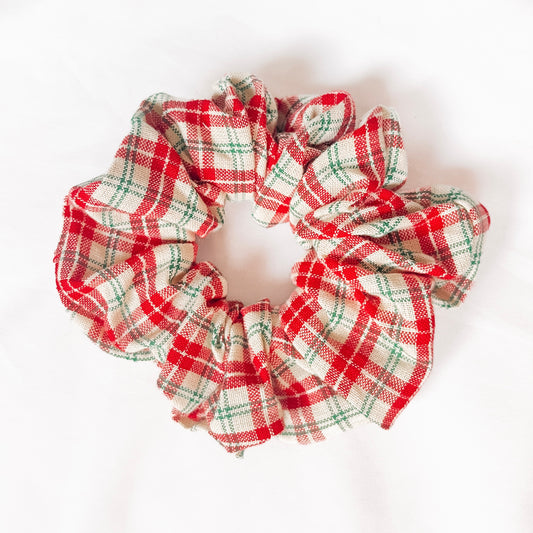 Vintage Plaid Cotton Scrunchie