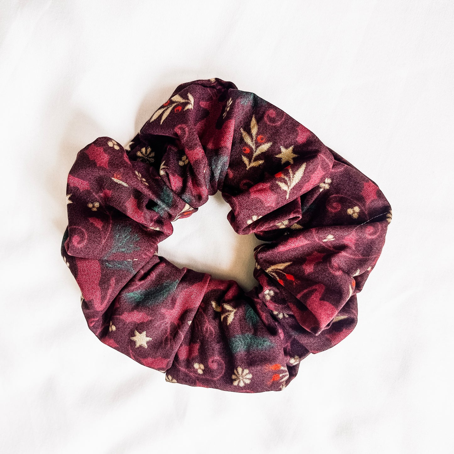 Cranberry Cheer Cotton Scrunchie