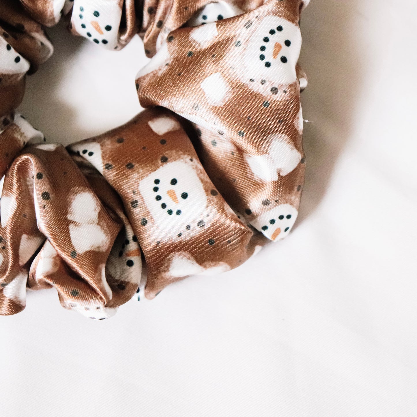 Snowman Cocoa Satin Scrunchie