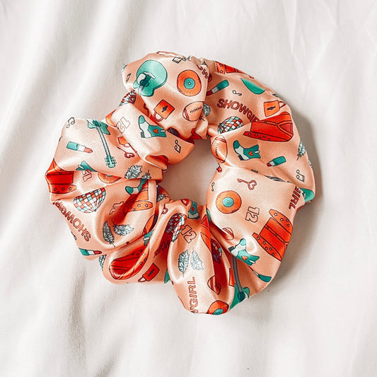 Orange Showgirl Satin Scrunchie