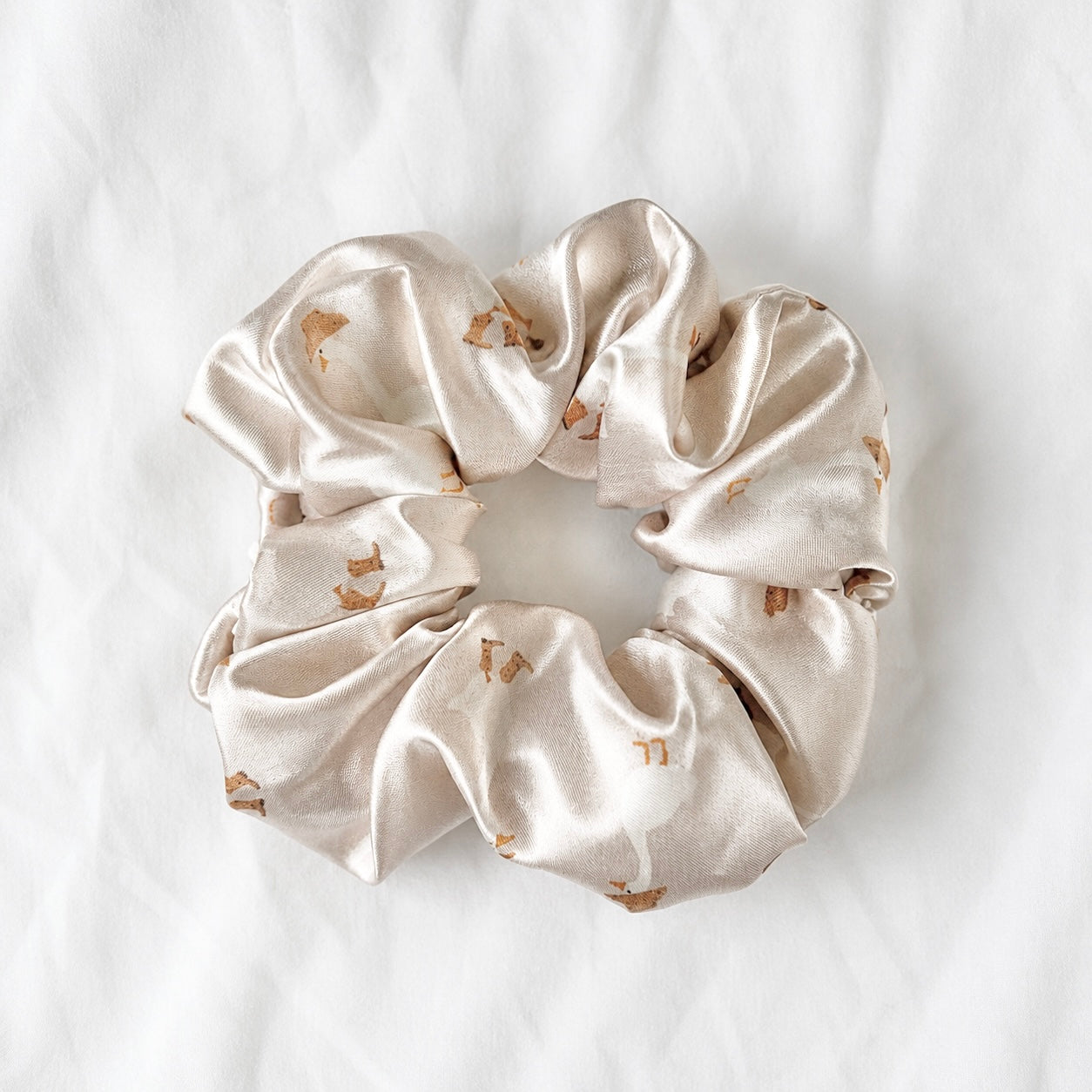 Cream Cowboy Geese Satin Scrunchie