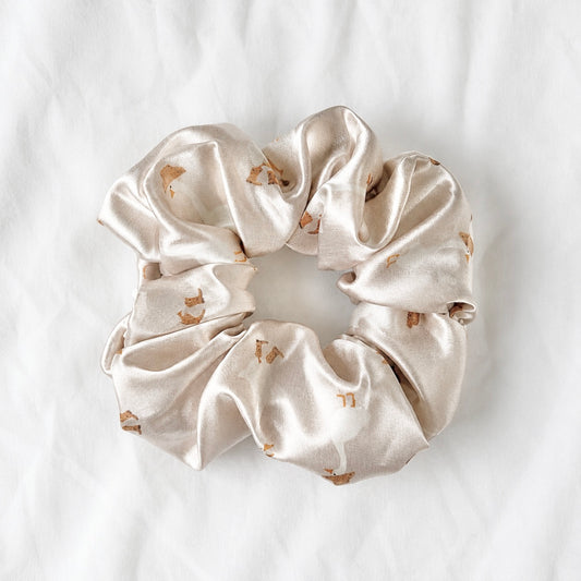 Cream Cowboy Geese Satin Scrunchie