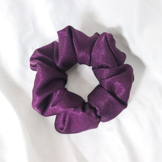 Vintage Eggplant Satin Scrunchie