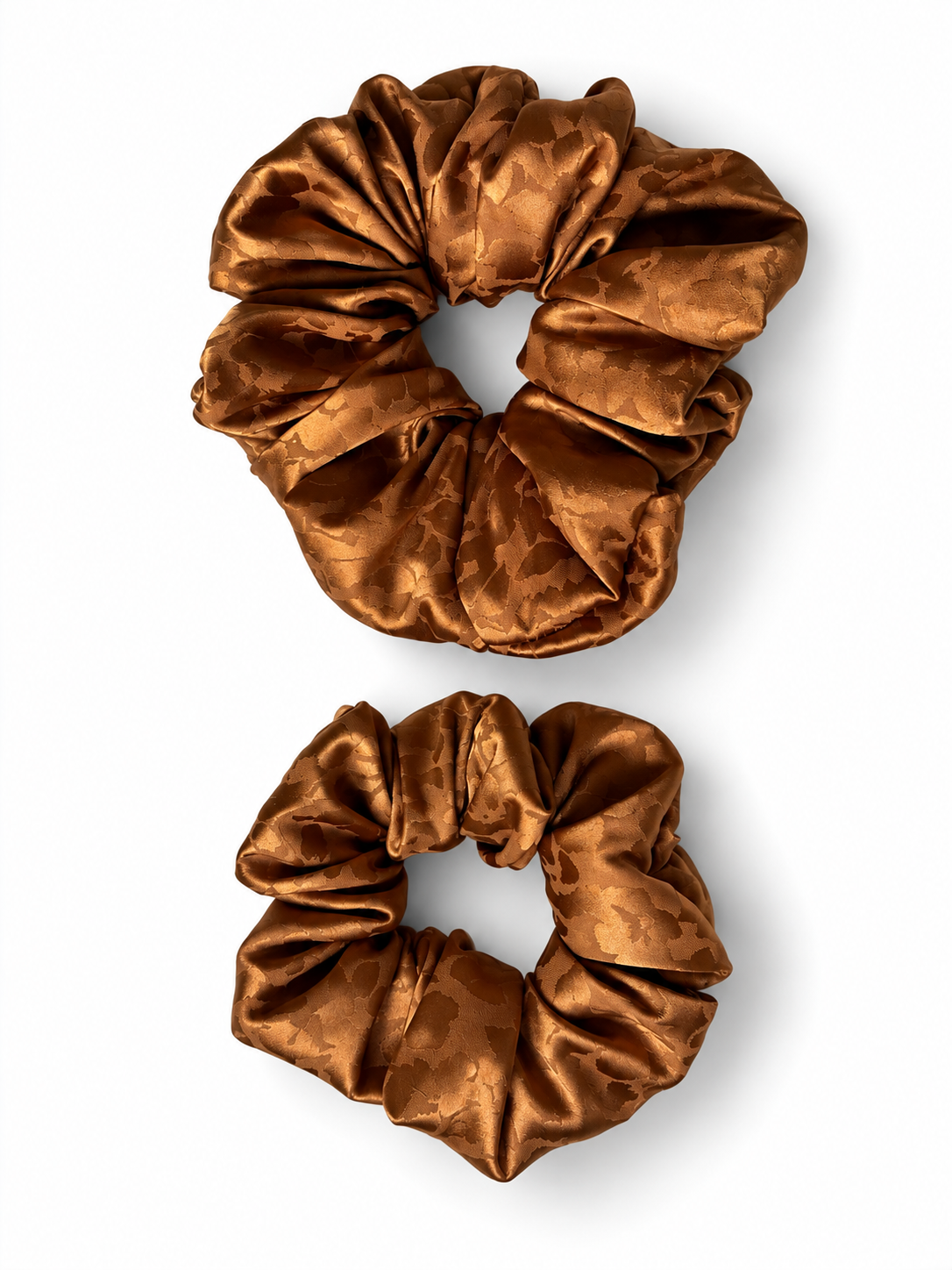 Cognac Floral Satin Scrunchie