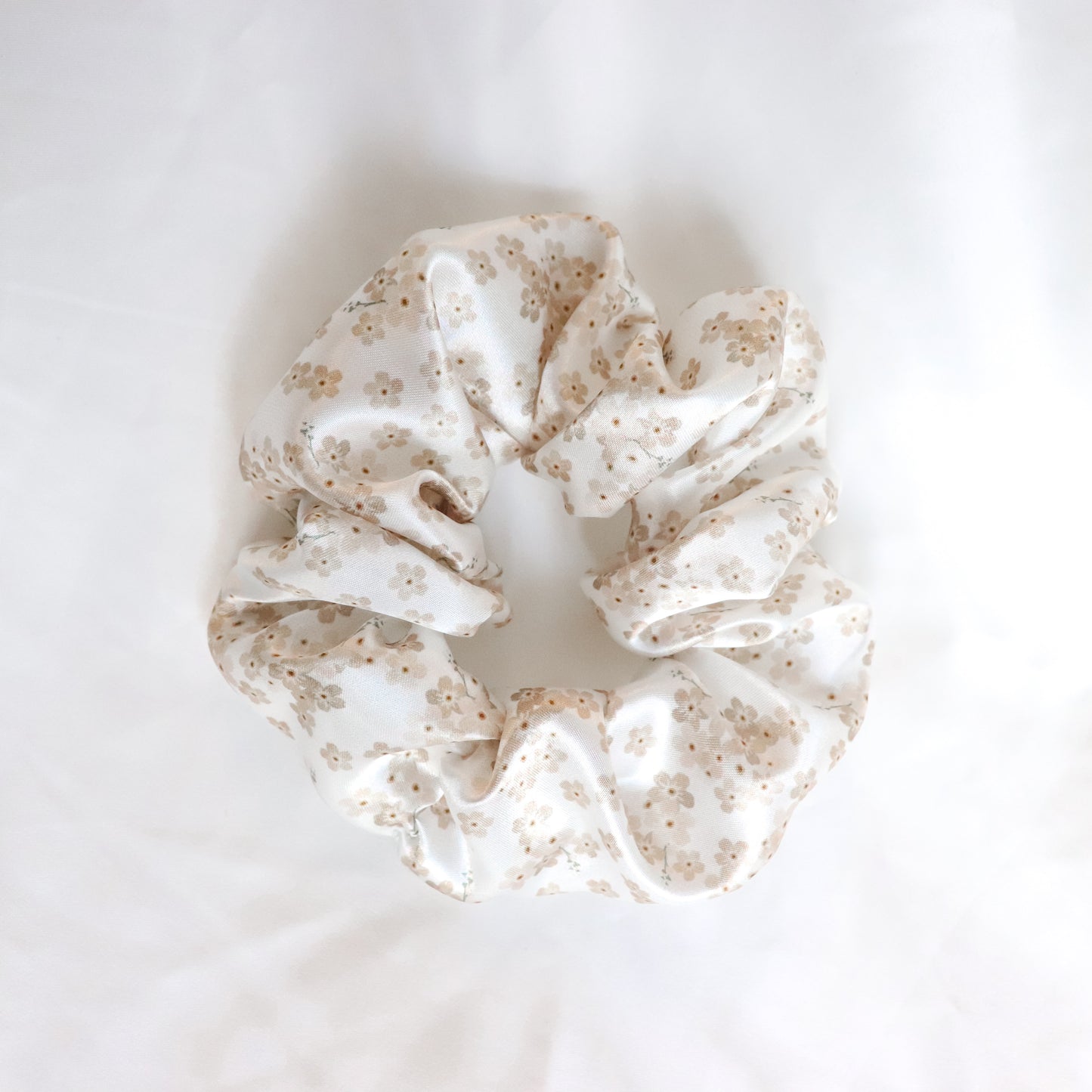 Neutral Floral Satin Scrunchie