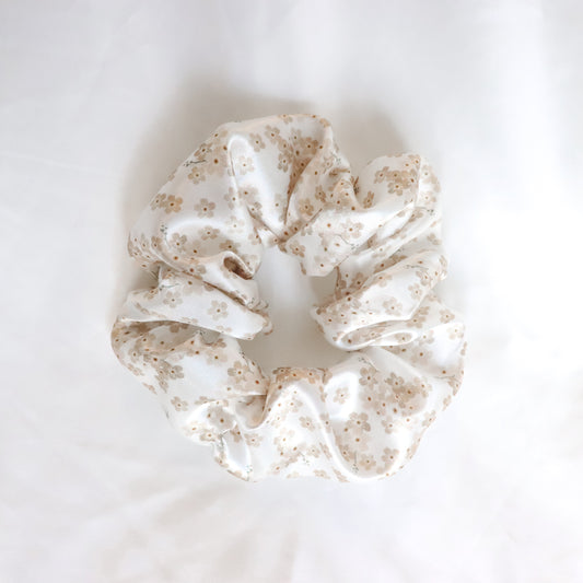 Neutral Floral Satin Scrunchie