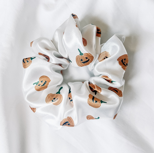 Jack-O-Lantern Satin Scrunchie