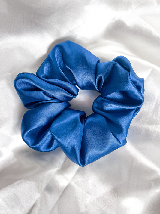 Sapphire Satin Scrunchie