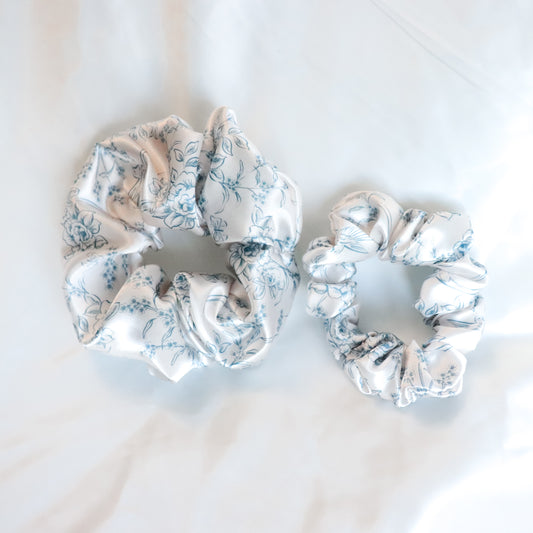French Floral Satin Scrunchie
