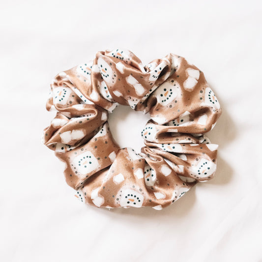 Snowman Cocoa Satin Scrunchie