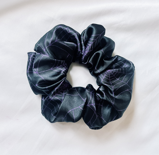 Purple Web Satin Scrunchie