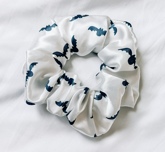 Ivory Bats Satin Scrunchie