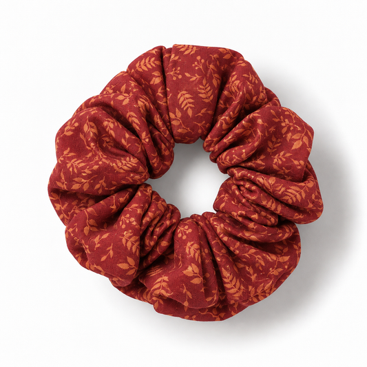 Auburn Leaves Cotton Scrunchie