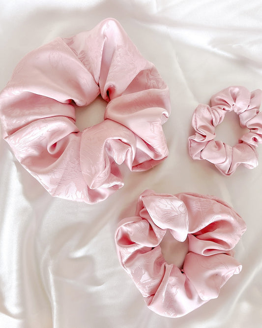 Blush Floral Satin Scrunchie